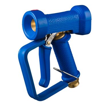Reinigingspistool DINGA blauw in messing, met handgreep, geïsoleerde hendel en beschermingsbeugel
